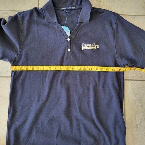 Devon & Jones Women's 100% Pima Cotton Buttons Short Sleeve Polo Lilac Shirt. L - Picture 5 of 5